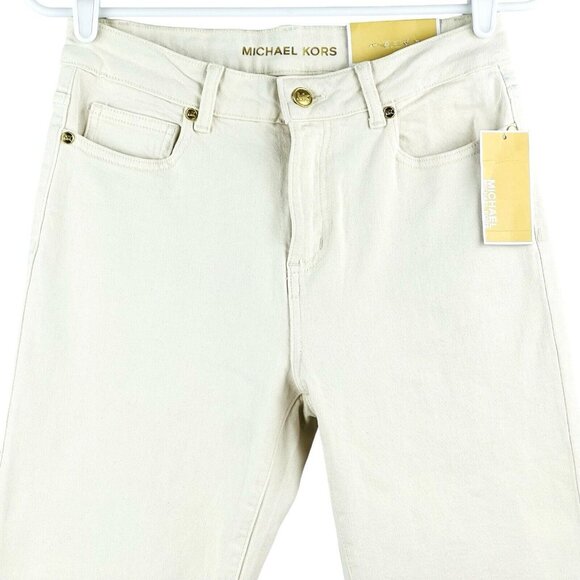 Michael Kors Women Selma Bootcut Stretch Jeans Size 2 High Rise Slim Bone Color - Picture 3 of 16